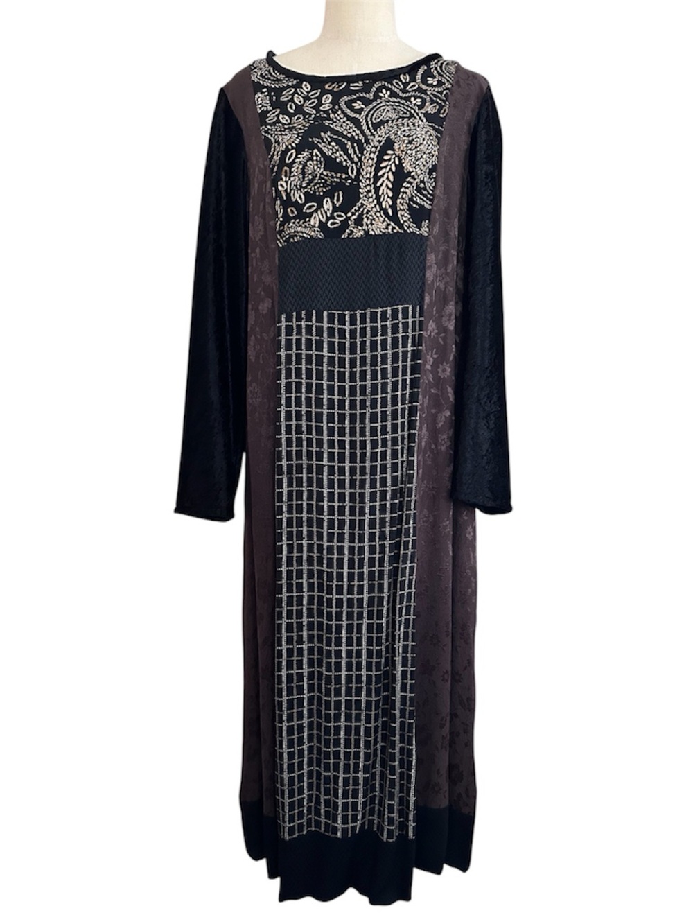 Handmade Whimsigoth Velvet & Satin Dress Size M/L Black Brown
